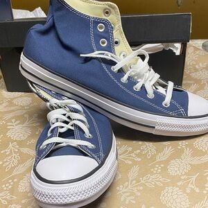 Converse Mens Blue and White High-Top Sneakers